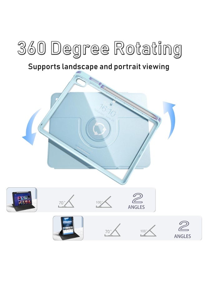 حالة لسامسونج غالاكسي تاب A9 زائد, حالة الحماية اللوحية, الاكريليك 360 ° تصميم الدوار, تلقائي الاستيقاظ / النوم, جلد ناعم, أزرق - Image 5